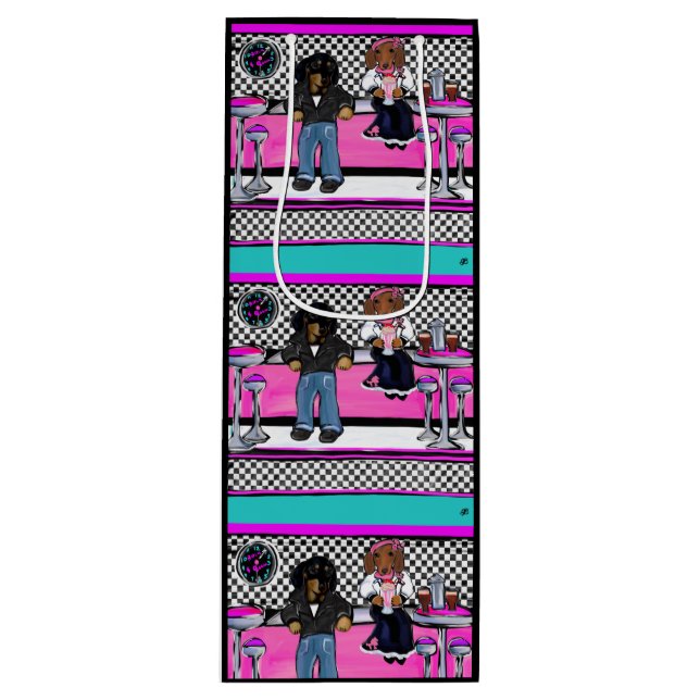 Sacola Para Vinho Doxie Rock and Roll (Frente)