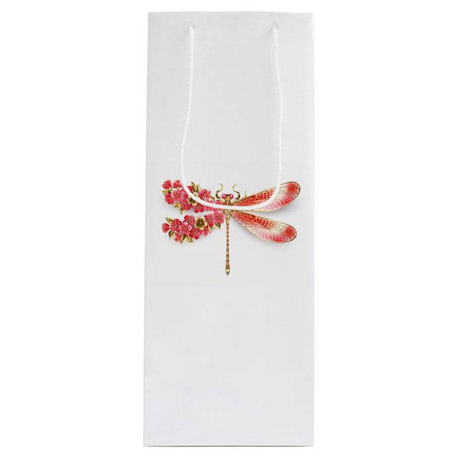 Sacola Para Vinho Dragonfly com joalheria sakura (Frente)