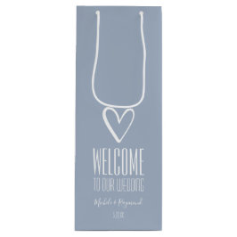 Sacola Para Vinho Dusty Blue Bem-vindo ao Nosso Casamento