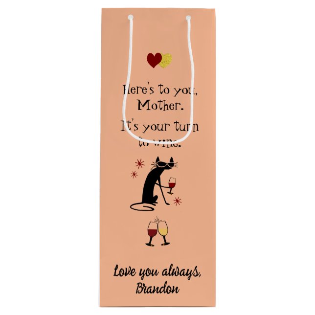 Sacola Para Vinho É Mãe virada para um trocadilho de vinho (Frente)