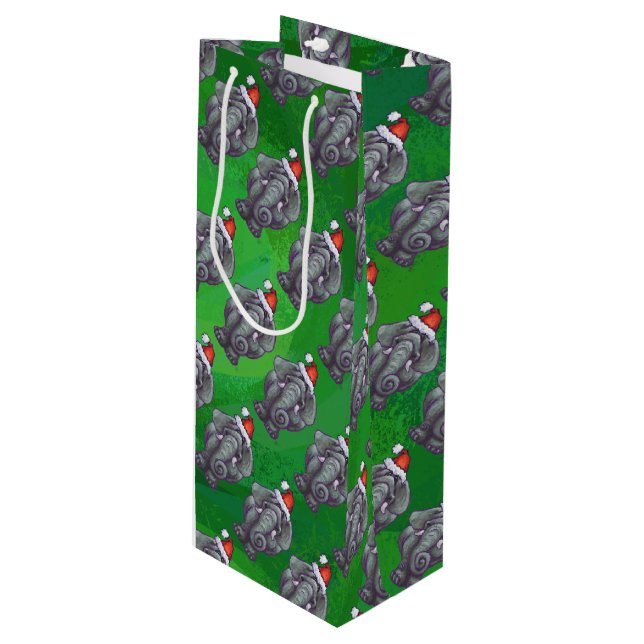 Sacola Para Vinho Elefante Natal (Frente inclinada)