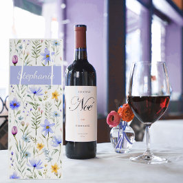 Sacola Para Vinho Elegant Blue Purple Watercolor Wildflower 