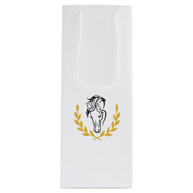 Sacola Para Vinho Elegant Equestrian Horse and Laurel Wine Gift Bag (Frente)
