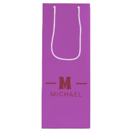 Sacola Para Vinho Elegant Minimal Hot Pink and Red Monogram Design 