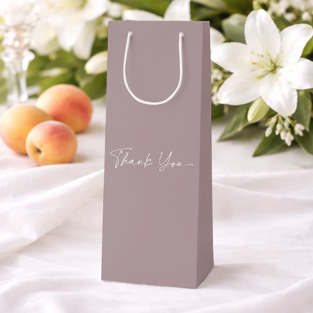 Sacola Para Vinho Elegant Taupe Thank You Gift Bag (Criador carregado)