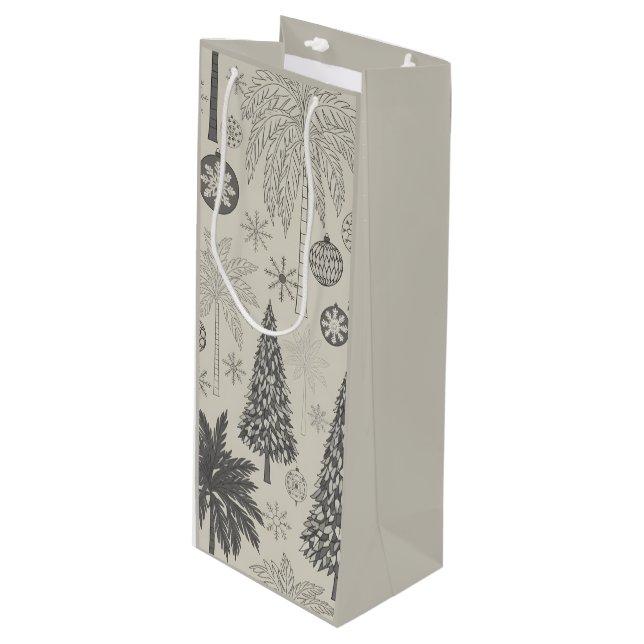 Sacola Para Vinho Elegant Winter Snowflake Monochromatic Christmas (Frente inclinada)