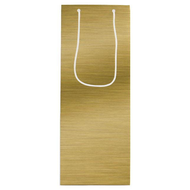 Sacola Para Vinho Elegante Faux escovado Trabalho de arte Dourado (Frente)