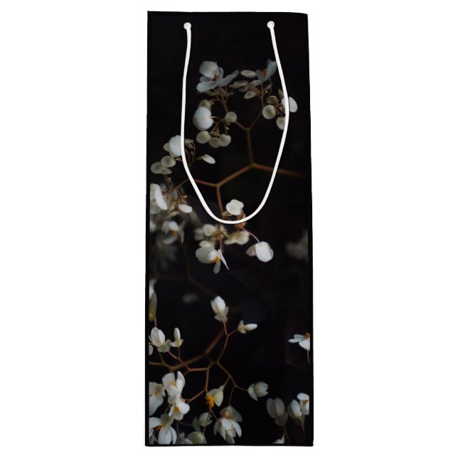 Sacola Para Vinho Elegante Floral Preto (Frente)