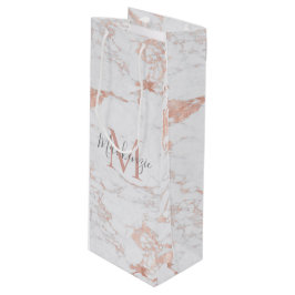 Sacola Para Vinho Elegante Marble e Rosa Gold Foil