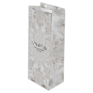 Sacola Para Vinho Elegante Simples e Dourado Recepção de casamento