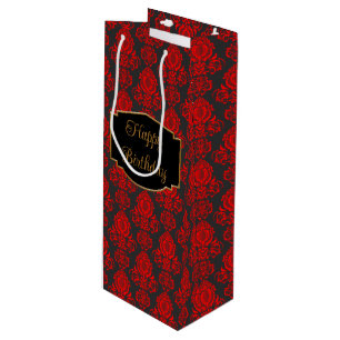 Sacola Para Vinho Elegante, Sofisticado Damask Personalizado
