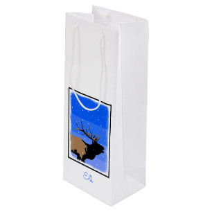 Sacola Para Vinho Elk Bugling no inverno - Arte original sobre a vid