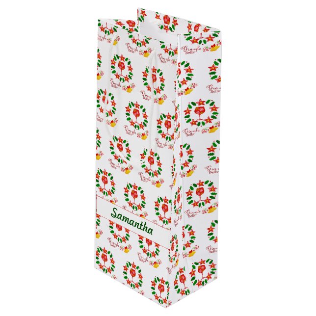 Sacola Para Vinho Engraçado Gin-gle Bells Feriado de Natal (Frente inclinada)