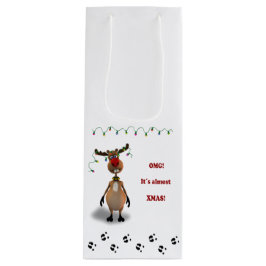 Sacola Para Vinho Engraçado Natal Red Nosed Reindeer