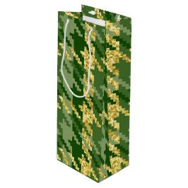 SACOLA PARA VINHO ESCADAS DE PADRÃO DE HOUNDSTOTH VERDE E DOURADA IR