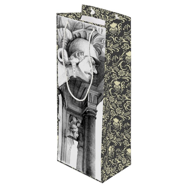 Sacola Para Vinho Escultura de Arte Lápis do Castelo (Verso inclinado)