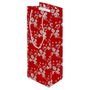 Sacola Para Vinho Estilo Floral 1, SACO Vermelho-Branco-1-VINHO