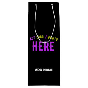SACOLA PARA VINHO ESTILOSO MODERNO PERSONALIZÁVEL PRETO VERIFICADO M