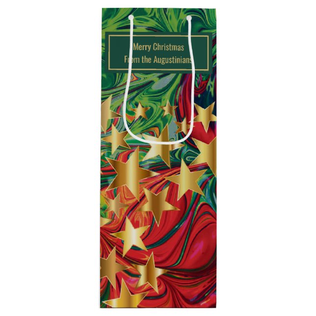 Sacola Para Vinho ESTRELAS DE NATAL Personalizadas (Frente)