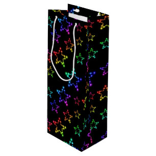 Sacola Para Vinho Estrelas do Arco-Íris Padrão Vinho Presente Saco