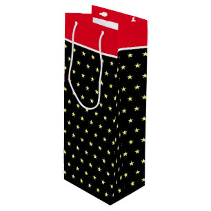 Sacola Para Vinho Estrelas elegantes em saco de presente preto verme