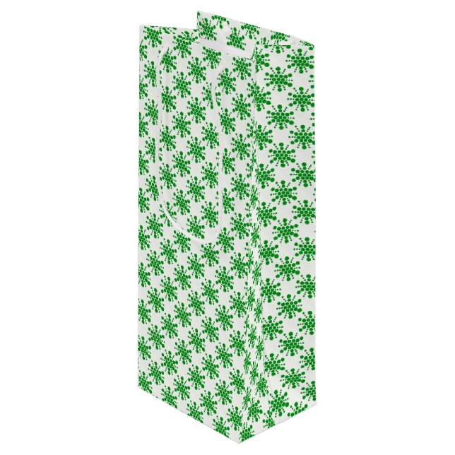 Sacola Para Vinho Estrelas verdes pontilhadas em branco (Frente inclinada)