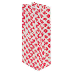 Sacola Para Vinho Estrelas vermelhas pontilhadas em branco