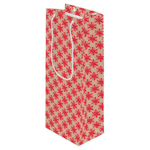 Sacola Para Vinho Estrelas vermelhas pontilhadas em taudo