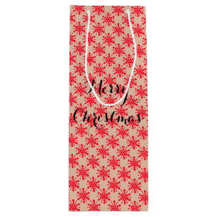 Sacola Para Vinho Estrelas vermelhas pontilhadas em taudo