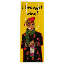 Eu Trouxe Vinho! Bolsa de Presente de Vinho Amarel