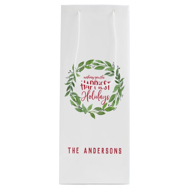 Sacola Para Vinho faixa verde aquarela mais feliz (Frente)