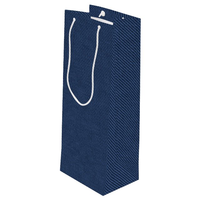 Sacola Para Vinho Faux Blue Denim Gift Bag (Verso inclinado)