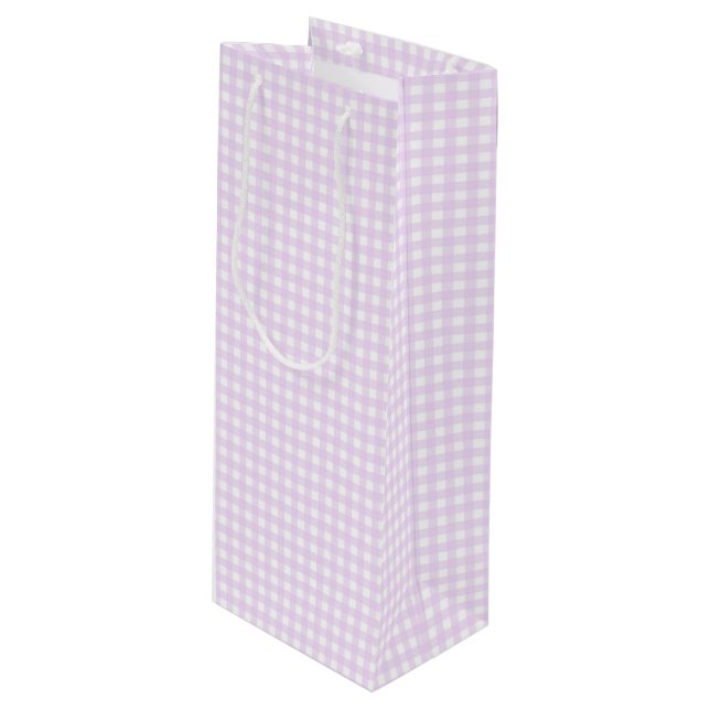 Sacola Para Vinho Faye e Lauren Pastel Purple Gingham (Frente inclinada)