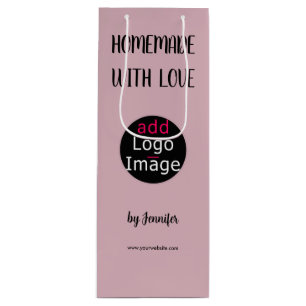 Sacola Para Vinho Feito à Mão Com Amor Elegante Rosa Pó Rosa Persona