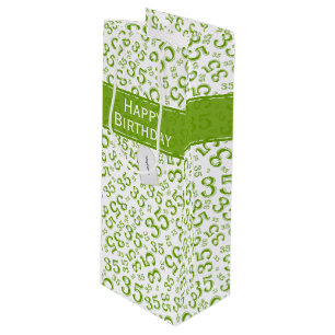 Sacola Para Vinho Feliz 35º aniversário Número Padrão Verde/Branco