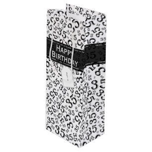 Sacola Para Vinho Feliz 35.º aniversário Padrão preto/branco