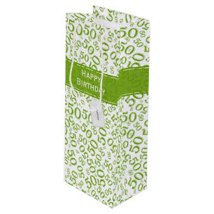 Sacola Para Vinho Feliz 50º aniversário Número Padrão Verde/Branco