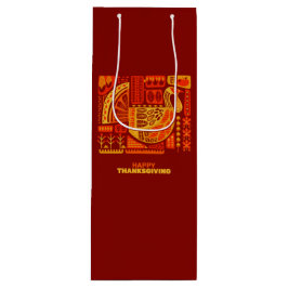 Sacola Para Vinho Feliz Ação de Graças Geométrico Abstrato Orange Br