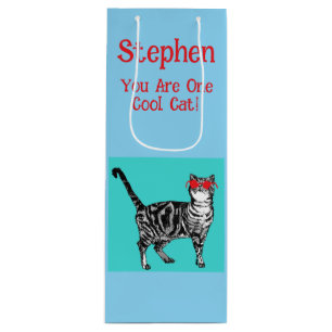 Sacola Para Vinho Feliz Aniversário Seu Legal Tabby Cat Mens Marido