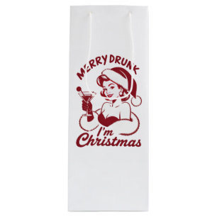 Sacola Para Vinho Feliz bêbado sou Natal Cocktail Snarky Bebendo