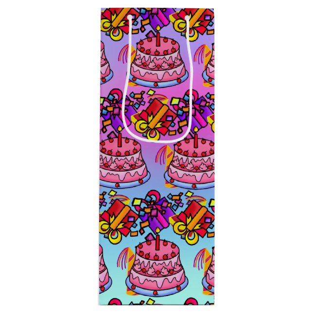 Sacola Para Vinho Feliz Bolo De Aniversário Apresenta Festa Celebran (Frente)