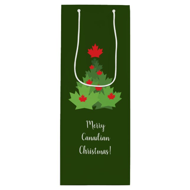 Sacola Para Vinho Feliz canadense Maple Leaf Flag Christmas (Frente)