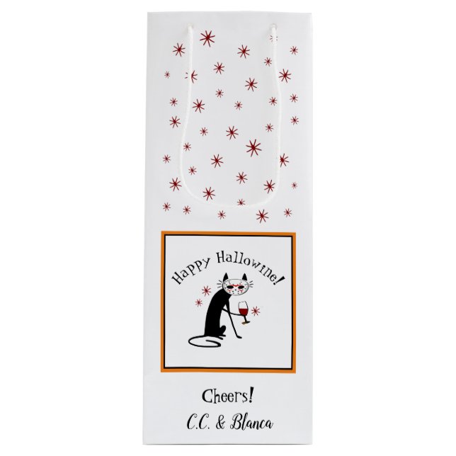 Sacola Para Vinho Feliz Hallowine! Halloween Punny (Frente)