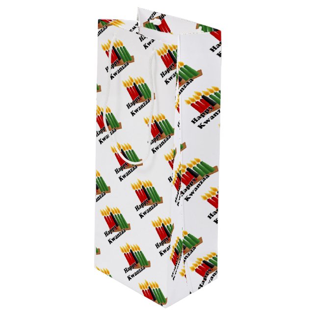 Sacola Para Vinho Feliz Kwanzaa (Frente inclinada)