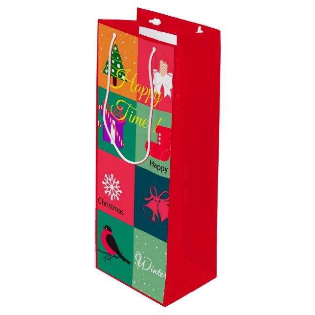 Sacola Para Vinho Feliz Natal (Frente inclinada)