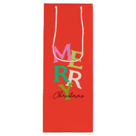 Sacola Para Vinho Feliz Natal Moderno Brilhante Feriado