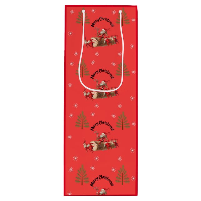 Sacola Para Vinho Feliz Natal! Papai Noel e (Frente)