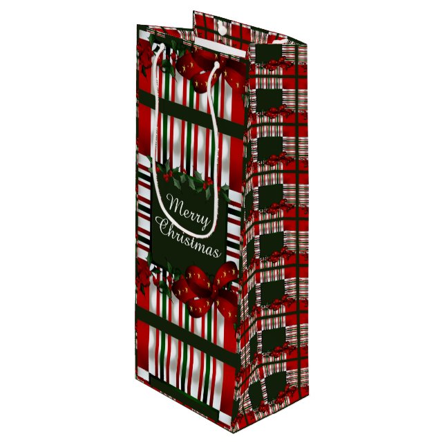 Sacola Para Vinho Feliz Natal Personalizado (Frente inclinada)