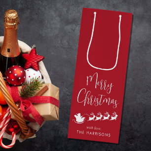 Sacola Para Vinho Feliz Natal Santas Sleigh Red