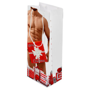 Sacola Para Vinho Feliz Natal SlipperyJoe presente vermelho branco p